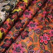 Tissu habillement satin velours, imprimé motif fleuri INDIENNES, nombreuses couleurs - tissuspipi.com