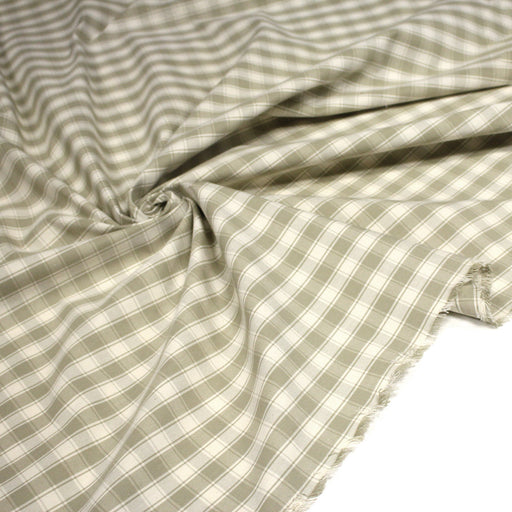 Tissu coton tissé carreaux écrus & blanc cassé - Fabrication française - tissuspipi.com