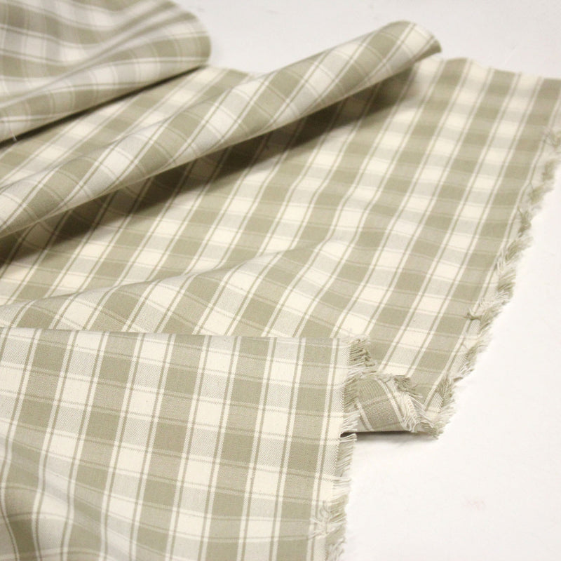 Tissu coton tissé carreaux écrus & blanc cassé - Fabrication française - tissuspipi.com