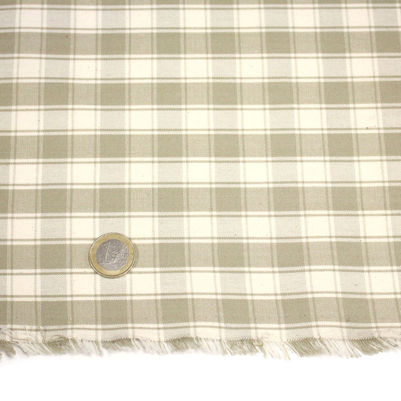 Tissu coton tissé carreaux écrus & blanc cassé - Fabrication française - tissuspipi.com