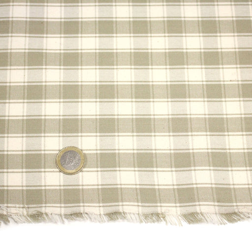 Tissu coton tissé carreaux écrus & blanc cassé - Fabrication française - tissuspipi.com