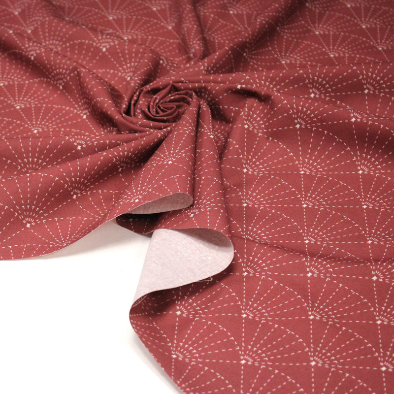 Tissu cotonnade motif japonais SASHIKO & SENSU – rouge & écru - tissuspipi.com