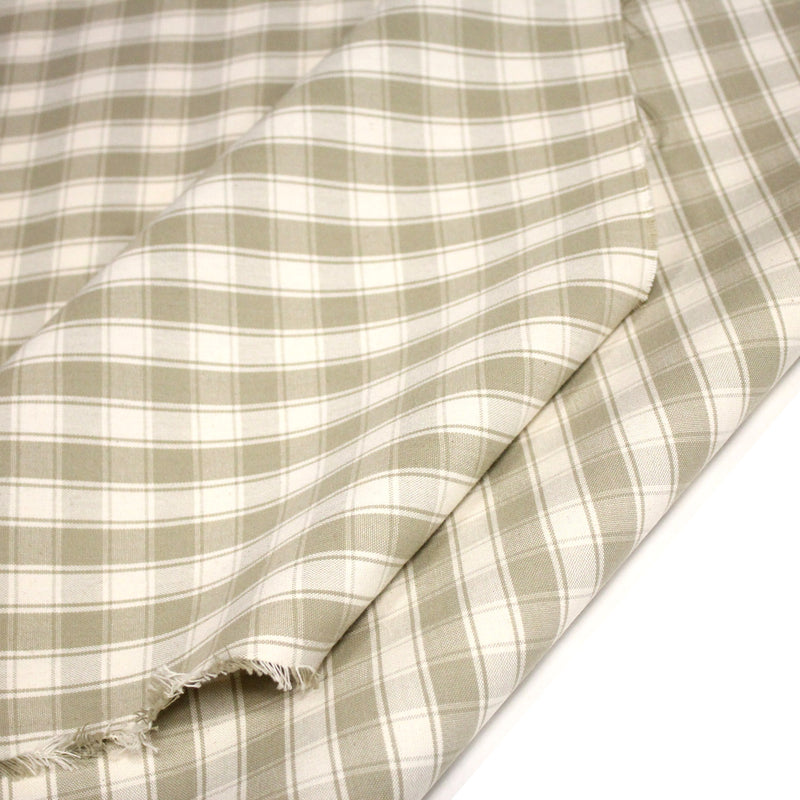 Tissu coton tissé carreaux écrus & blanc cassé - Fabrication française - tissuspipi.com