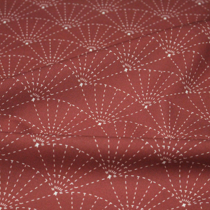 Tissu cotonnade motif japonais SASHIKO & SENSU – rouge & écru - tissuspipi.com