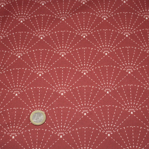 Tissu cotonnade motif japonais SASHIKO & SENSU – rouge & écru - tissuspipi.com