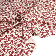 Tissu cotonnade motif japonais HANA - E, aux fleurs dessinées rouges, fond écru - tissuspipi.com