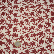 Tissu cotonnade motif japonais HANA - E, aux fleurs dessinées rouges, fond écru - tissuspipi.com