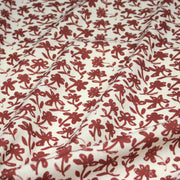 Tissu cotonnade motif japonais HANA - E, aux fleurs dessinées rouges, fond écru - tissuspipi.com
