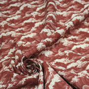 Tissu cotonnade motif de la vague d’HOKUSAI, rouge & écru - tissuspipi.com