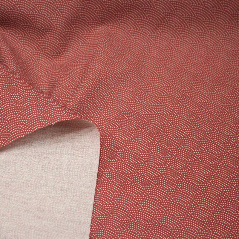 Tissu cotonnade motif japonais SEIGAIHA : écru/rouge et rouge/écru - COLLECTION JAPON ROUGE - tissuspipi.com