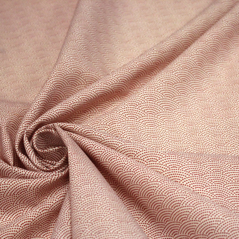 Tissu cotonnade motif japonais SEIGAIHA : écru/rouge et rouge/écru - COLLECTION JAPON ROUGE - tissuspipi.com
