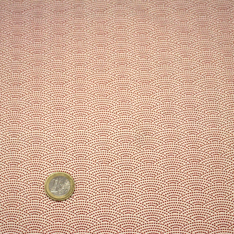 Tissu cotonnade motif japonais SEIGAIHA : écru/rouge et rouge/écru - COLLECTION JAPON ROUGE - tissuspipi.com