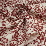 Tissu cotonnade motif japonais HANA aux fleurs de cerisier, tons écrus et rouges - tissuspipi.com