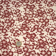 Tissu cotonnade motif japonais HANA aux fleurs de cerisier, tons écrus et rouges - tissuspipi.com