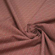 Tissu cotonnade motif japonais SEIGAIHA & POIS, écru fond rouge - tissuspipi.com