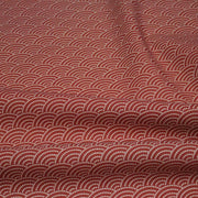 Tissu cotonnade motif japonais SEIGAIHA & POIS, écru fond rouge - tissuspipi.com