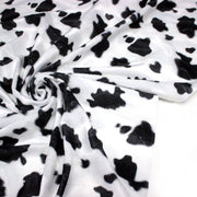 Tissu Velours imprimé motif VACHE noir et blanc - tissuspipi.com
