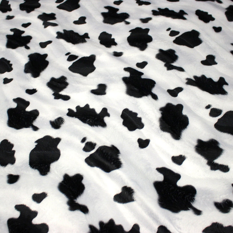 Tissu Velours imprimé motif VACHE noir et blanc - tissuspipi.com