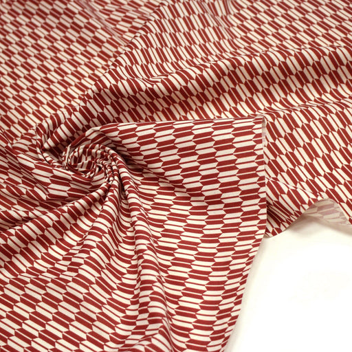 Tissu cotonnade motif japonais YAGASURI, flèches rouge & écrues - tissuspipi.com
