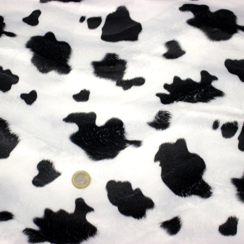 Tissu Velours imprimé motif VACHE noir et blanc - tissuspipi.com