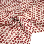 Tissu cotonnade motif japonais KIKKŌ HANABISHI, fleurs & hexagones, rouge & écru - tissuspipi.com