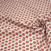 Tissu cotonnade motif japonais KIKKŌ HANABISHI, fleurs & hexagones, rouge & écru - tissuspipi.com