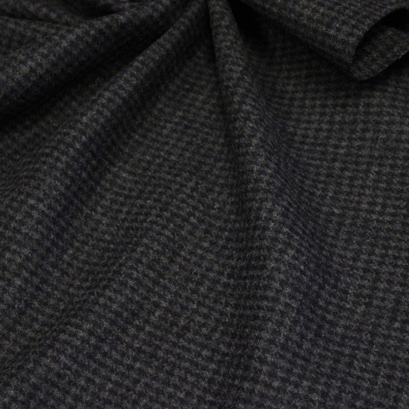 Tissu lainage faux-uni Pied de Poule noir & anthracite - Fabrication italienne - tissuspipi.com