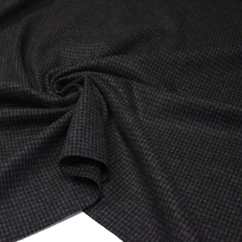 Tissu lainage faux-uni Pied de Poule noir & anthracite - Fabrication italienne - tissuspipi.com