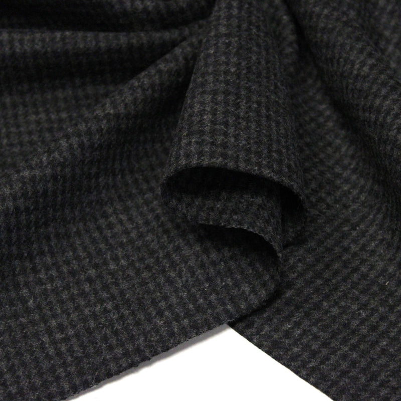 Tissu lainage faux-uni Pied de Poule noir & anthracite - Fabrication italienne - tissuspipi.com