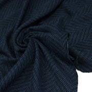 Tissu lainage faux-uni chevrons bleu canard & noir - Fabrication italienne - tissuspipi.com