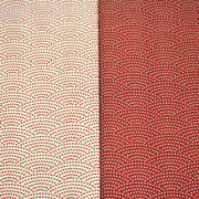 Tissu cotonnade motif japonais SEIGAIHA : écru/rouge et rouge/écru - COLLECTION JAPON ROUGE - tissuspipi.com