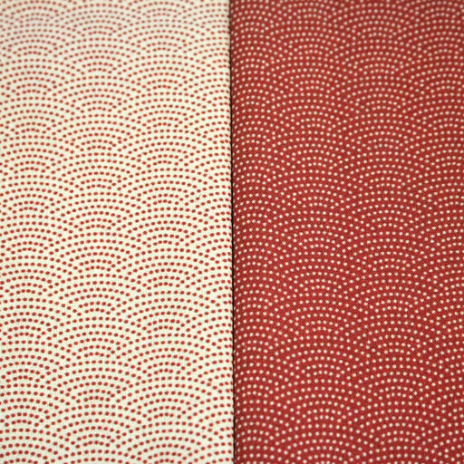 Tissu cotonnade motif japonais SEIGAIHA : écru/rouge et rouge/écru - COLLECTION JAPON ROUGE - tissuspipi.com
