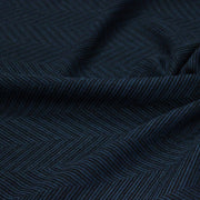 Tissu lainage faux-uni chevrons bleu canard & noir - Fabrication italienne - tissuspipi.com