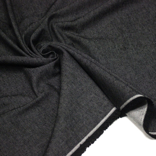Tissu DENIM toile sergé noir, coton bio et coton recyclé - Matières recyclées - tissuspipi.com
