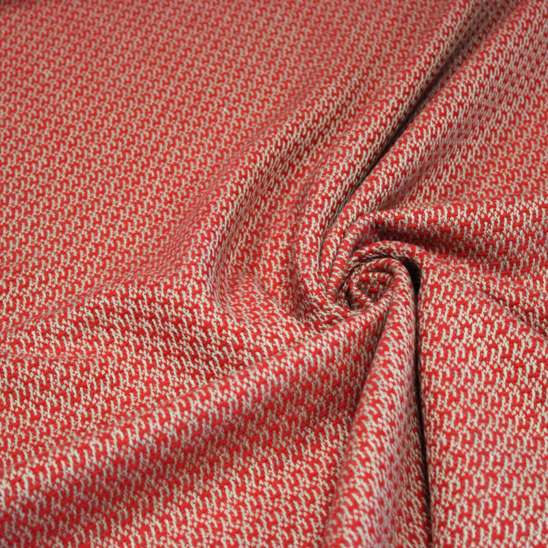 Tissu lainage faux-uni rouges et grège - Fabrication italienne - tissuspipi.com