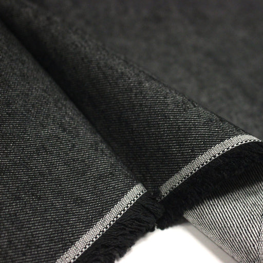 Tissu DENIM toile sergé noir, coton bio et coton recyclé - Matières recyclées - tissuspipi.com