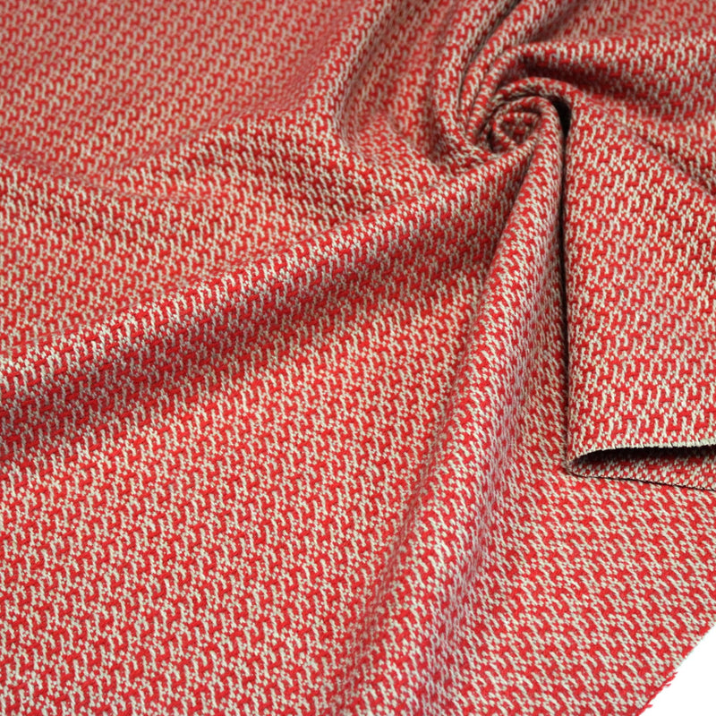Tissu lainage faux-uni rouges et grège - Fabrication italienne - tissuspipi.com