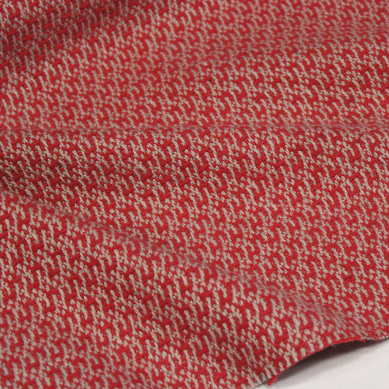Tissu lainage faux-uni rouges et grège - Fabrication italienne - tissuspipi.com