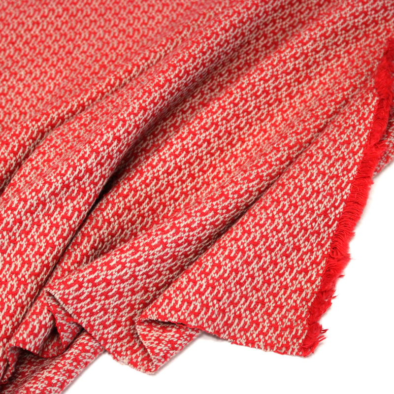 Tissu lainage faux-uni rouges et grège - Fabrication italienne - tissuspipi.com