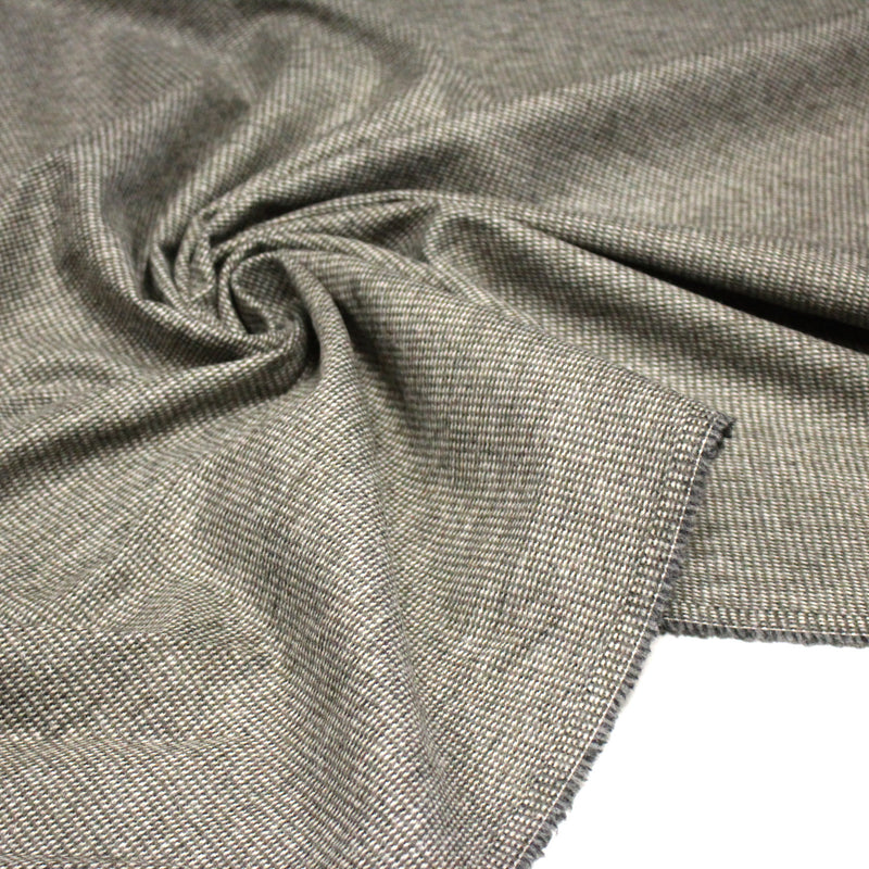 Tissu lainage faux - uni gris, vert kaki & blanc cassé, fin Pied de Poule - tissuspipi.com