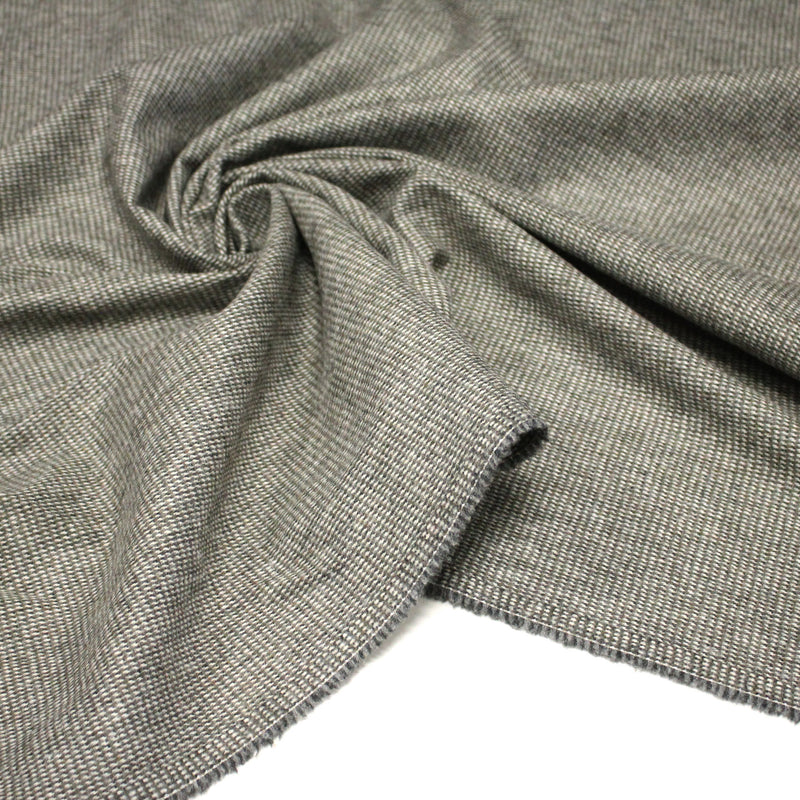 Tissu lainage faux - uni gris, vert kaki & blanc cassé, fin Pied de Poule - tissuspipi.com