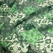 Tissu coton fin imprimé INDIENNES, patchwork vert de motifs floraux et arabesques- STANDARD 100 OEKO-TEX - tissuspipi.com