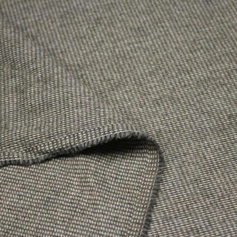 Tissu lainage faux - uni gris, vert kaki & blanc cassé, fin Pied de Poule - tissuspipi.com