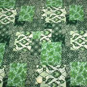 Tissu coton fin imprimé INDIENNES, patchwork vert de motifs floraux et arabesques- STANDARD 100 OEKO-TEX - tissuspipi.com