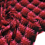Tissu lainage grand motif pied de coq aux tons roses & noirs - Fabrication italienne - tissuspipi.com