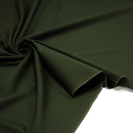 Tissu Gabardine fine 100% coton vert kaki - Fabrication française - tissuspipi.com