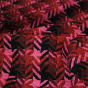 Tissu lainage grand motif pied de coq aux tons roses & noirs - Fabrication italienne - tissuspipi.com