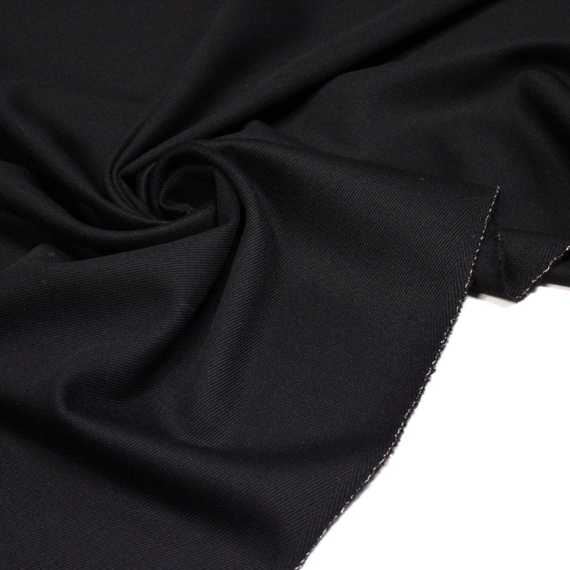 Tissu lainage sergé de laine noir - Fabrication italienne - tissuspipi.com