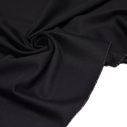 Tissu lainage sergé de laine noir - Fabrication italienne - tissuspipi.com
