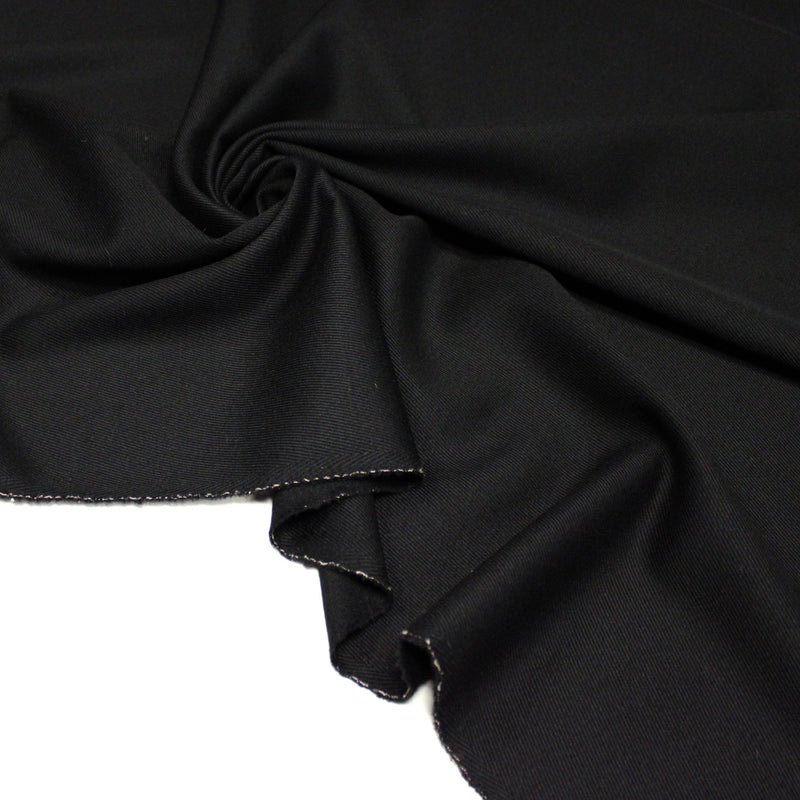 Tissu lainage sergé de laine noir - Fabrication italienne - tissuspipi.com